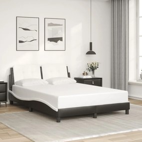 Estrutura cama c/ luzes LED 120x200cm couro artif. preto/branco