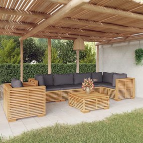 vidaXL 7 pcs conjunto lounge jardim c/ almofadões madeira teca maciça