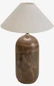 Candeeiro De Mesa Em Pedra Natural Yalvira Mármore Castanho Emperador & Branco Mate Ø35 Cm - ↑15 Cm Graciela - Sklum