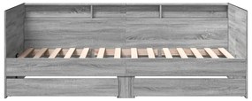 Sofá-cama com gavetas sem colchão 90x190 cm cinzento sonoma