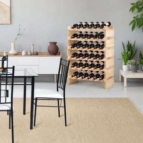Garrafeira com 6 níveis de madeira e capacidade para 36 garrafas de vinho 63,2 x 28 x 85,5 cm natural