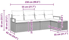 Conjunto de Sofá de Jardim vidaXL 5 Peças com Almofadas Cinza Claro Vi