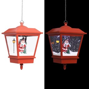 vidaXL Candeeiro de teto c/ luzes LED e Pai Natal 27x27x45 cm vermelho