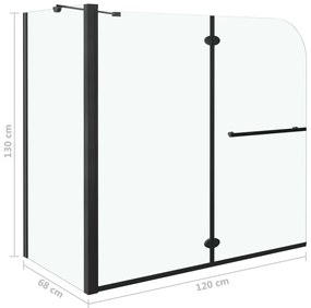 Divisória de chuveiro c/ dobragem dupla ESG 120x68x130 cm preto