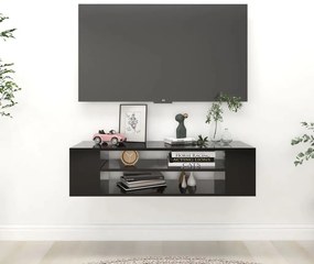 Móvel de TV para parede 100x30x26,5 cm contraplacado preto