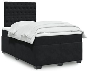 Cama boxspring com colchão 120x190 cm veludo preto