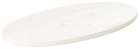 vidaXL Tampo de mesa oval 80x40x2,5 cm pinho maciço branco