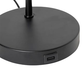 Candeeiro de mesa preto moderno com usb - Facil Moderno