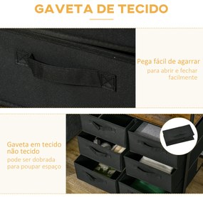 Cabideiro para Roupa com Rodas 6 Gavetas de Tecido Barra para Pendurar para Corredor Quarto 63,5x40x172,5 cm Castanho Rústico