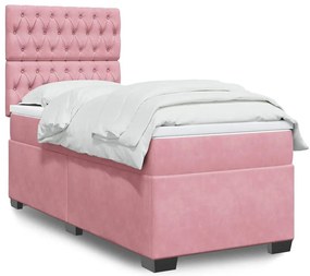 Cama com molas/colchão 90x190 cm veludo rosa