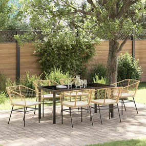 vidaXL Conjunto de Jantar de Jardim com Almofadas Castanho Rattan Poliéster