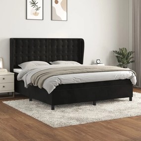 vidaXL Cama com molas/colchão 160x200 cm veludo preto
