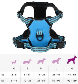 Peitoral para cães com faixas refletoras ajustável XL azul