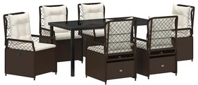 Conjunto de Jantar de Jardim 7 Peças Castanho em Rattan Sintético