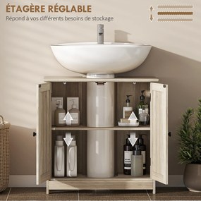 Móvel para lavatório (NÃO INCLDUIDO) 60 x 30 x 60 cm, móvel de casa de banho com 2 portas, prateleira ajustável, resistente à humidade, cinzento com e
