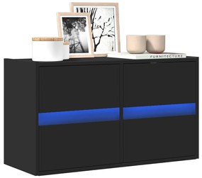 Móvel de parede para TV com luzes LED 80x31x45 cm preto