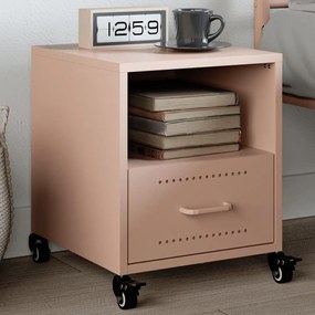 vidaXL Mesa de cabeceira 36x39x43,5 cm aço rosa