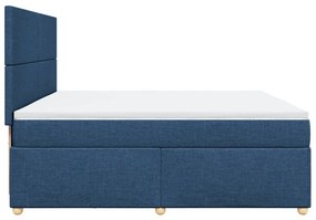 Cama com molas/colchão 200x200 cm tecido azul
