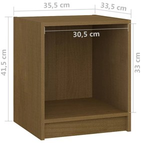 Mesa de cabeceira 35,5x33,5x41,5 cm pinho maciço castanho mel