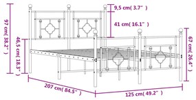 Estrutura de cama com cabeceira e pés 120x200 cm metal preto