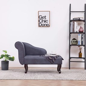 vidaXL Chaise longue camurça artificial cinzento