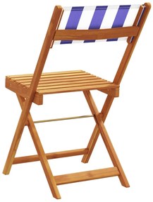 Cadeiras de jardim dobráveis 6 pcs tecido/madeira azul e branco