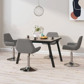 vidaXL Cadeiras de jantar giratórias 4 pcs tecido cinzento-escuro