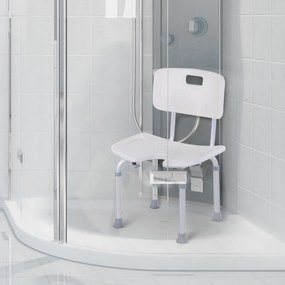 Cadeira de Banho, 48 x 42 x 83,5 cm, Altura Regulável, Branco