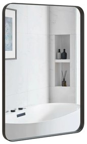 Espelho de parede para casa de banho 50 x 80 cm Espelho retangular moderno para pendurar, emoldurado em metal com cantos arredondados para toucador Pr