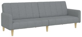 Sofá-cama de 2 lugares c/ apoio de pés tecido cinzento-claro