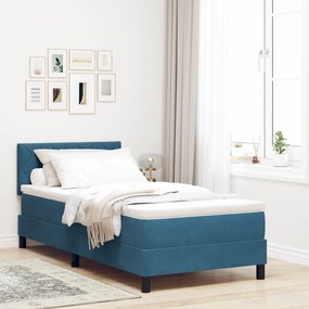 Cama Box com Colchão vidaXL Azul Escuro 90x200 cm Veludo