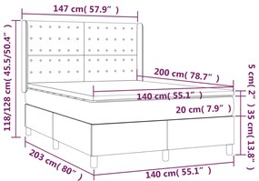 Cama box spring c/ colchão/LED 140x200cm tecido castanho-escuro