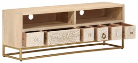 Móvel de TV 110x30x40 cm madeira de mangueira maciça e ferro