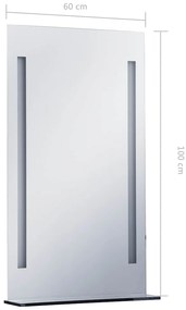 Espelho de parede LED c/ prateleira para casa de banho 60x100cm