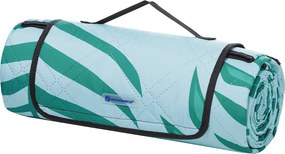 Manta de piquenique 200 x 200 cm azul com samambaia tropical