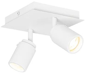 Foco de banheiro moderno branco quadrado 2 luzes IP44 - Ducha