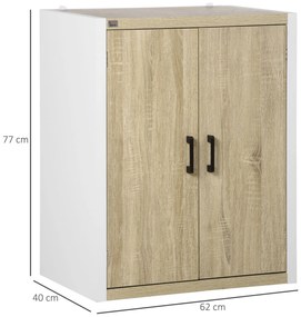 Aparador de Sala de Estar com 2 Portas e Prateleira Ajustável Armário para Escritório Entrada Dormitório Estilo Moderno Anti-Tombo 62x40x77cm Madeira
