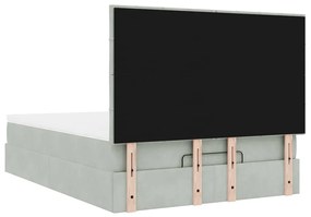 Estrutura cama otomana colchões 140x200cm veludo cinzento claro