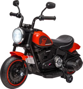 Moto elétrica para crianças a 3 km/h, 6 V, com farol LED, 2 rodas de apoio, para idades entre os 18 e os 36 meses, com motor potente, vermelha