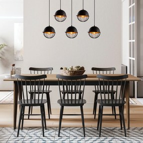 Chandelier Sivani Tel – Preto e Dourado – 90 x 20 cm