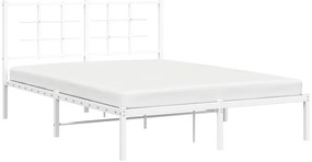 Estrutura de cama com cabeceira 140x200 cm metal branco