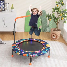 Trampolim infantil 92 cm mini trampolim com luzes LED Protetor de segurança redondo tapete de salto camada protetora 3-6 anos