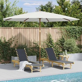 vidaXL Guarda-sol de exterior com poste em madeira 350 cm branco areia