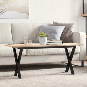 Mesa de centro estrutura em X 110x40x45cm pinho e aço