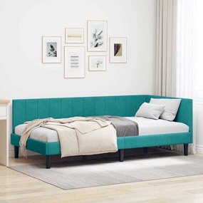 vidaXL Estrutura de Cama de Canto Turquesa 100 cm x 200 cm Veludo