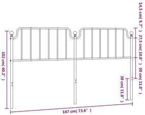 Cabeceira de cama 180 cm metal branco