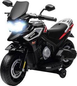 Moto elétrica para crianças de 6 V, para crianças 18 a 36 meses com rodas motrizes, música, efeitos luminosos, preto