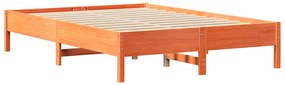 Cama sem colchão 140x200 cm madeira pinho maciça castanho-mel