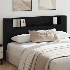 vidaXL Cabeceira com Armário Carvalho preto 180 x 17 x 104.5 cm