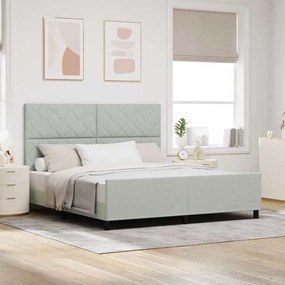 vidaXL Cama Box com cabeceira Cinzento-claro 180 x 200 cm Veludo
